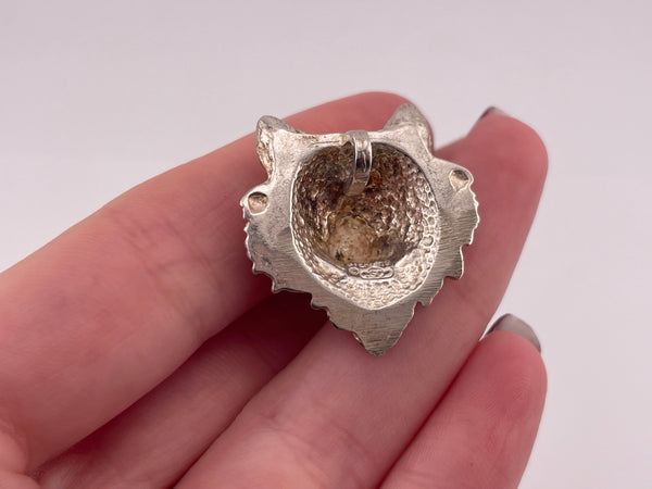 sterling silver wolf head pendant