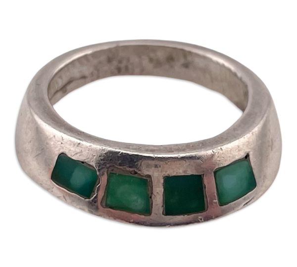 size 6.25 sterling silver turquoise inlay shaped band ring