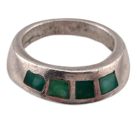 size 6.25 sterling silver turquoise inlay shaped band ring