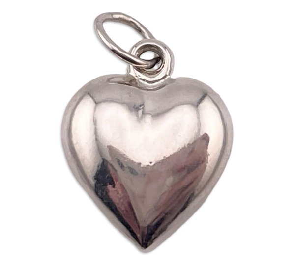 sterling silver puffy heart pendant