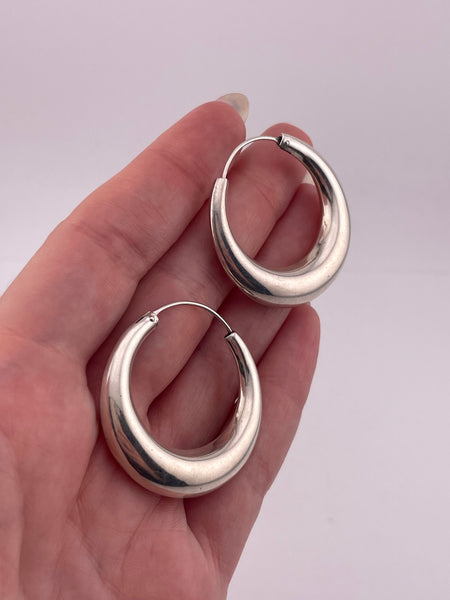 sterling silver 1 3/8" smooth hoop earrings