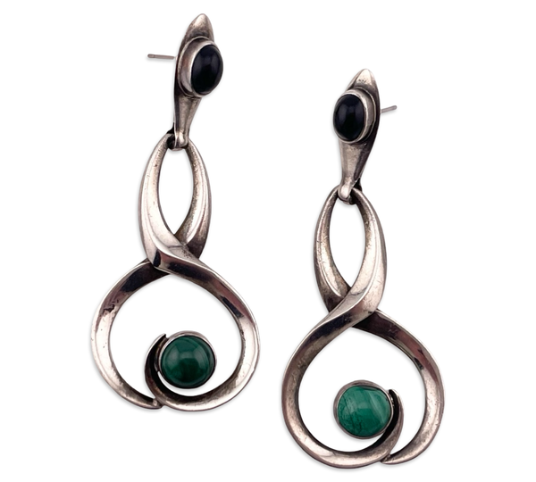 sterling silver onyx malachite post earrings ***Not Sterling Posts***