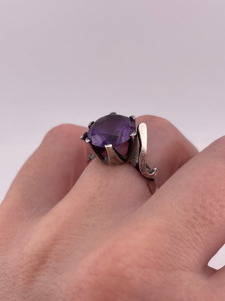 size 7.25 sterling silver faceted color changing glass ring