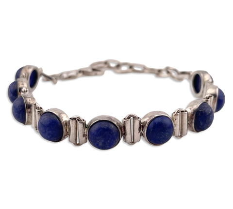 sterling silver 6 5/8" - 8" lapis link bracelet