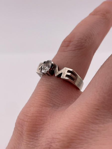 size 5.5 sterling silver 'LOVE' rhinestone ring **AS IS**