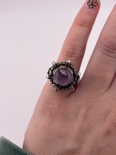 size 5 sterling silver Mexican amethyst adjustable band ring