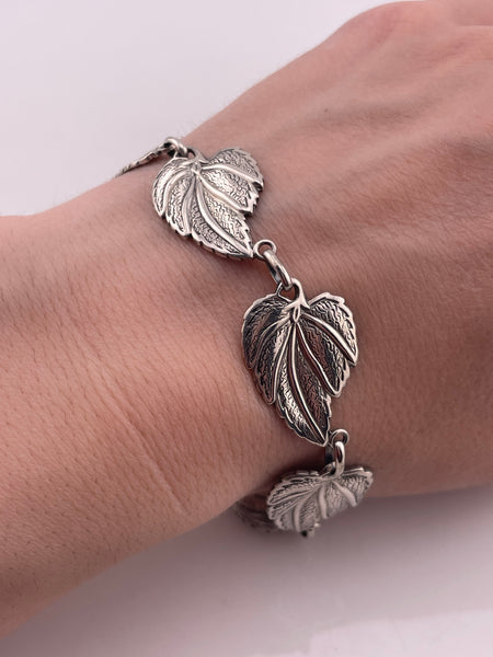 sterling silver 7 5/8" Danecraft leaf link bracelet