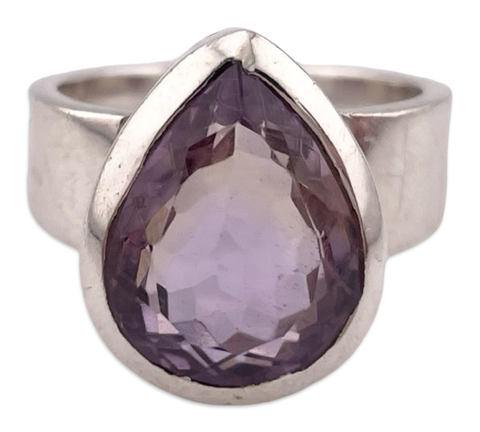 size 7 sterling silver faceted amethyst ring
