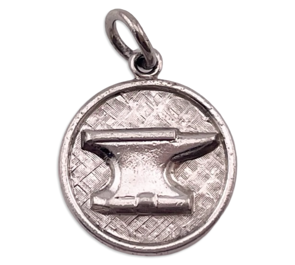 sterling silver rhodium plated anvil pendant
