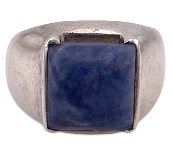 size 7 sterling silver chunky square sodalite ring