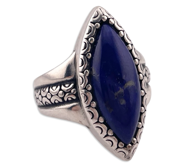 size 5.25 sterling silver Carolyn Pollack lapis marquise shape ring