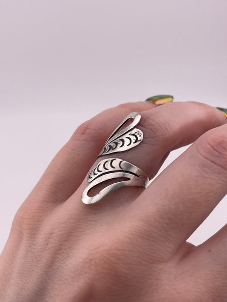 size 7.25 sterling silver stoneless bypass ring