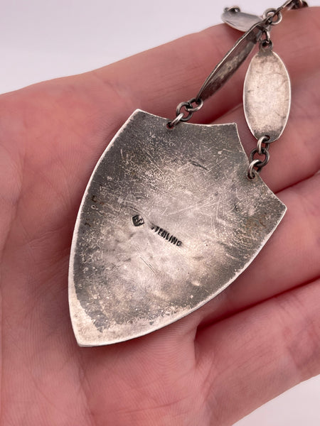 sterling silver hammered leaf chrysoprase necklace
