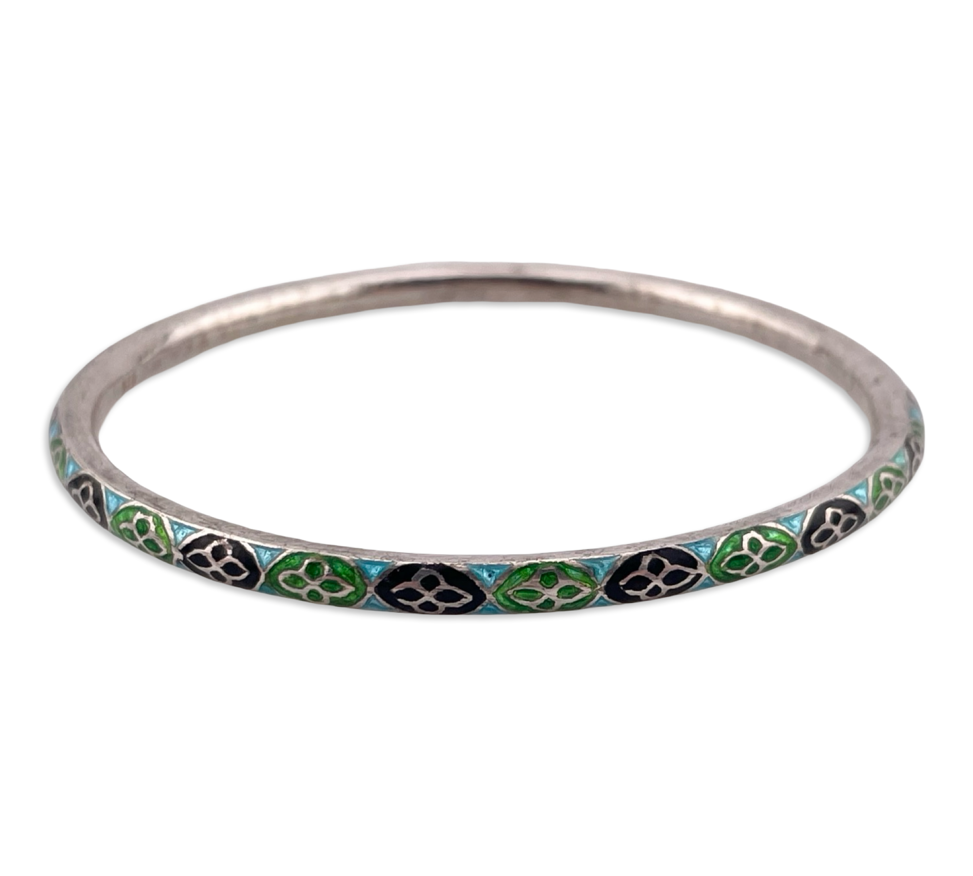 sterling silver 8" enamel bangle bracelet