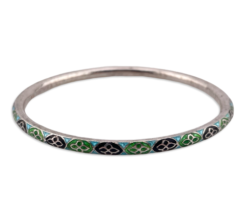 sterling silver 8" enamel bangle bracelet