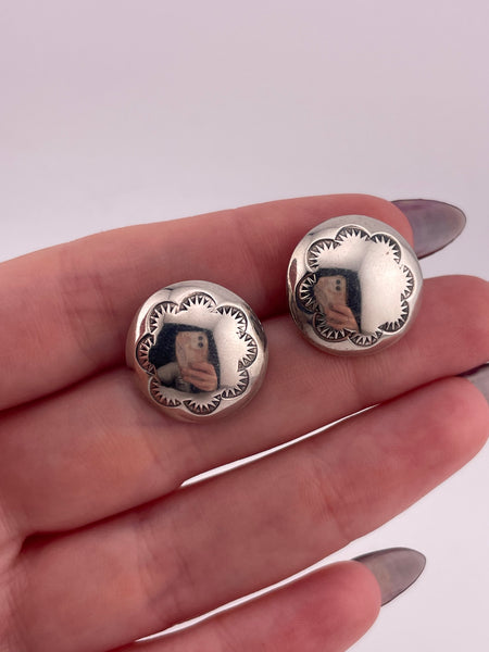 sterling silver stoneless stamped dome post earrings