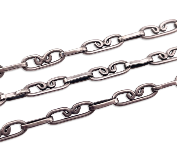 sterling silver 22" handmade Mexican scroll chain link necklace