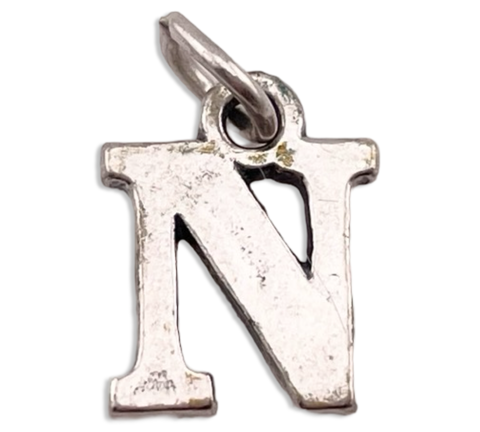 sterling silver 'N' letter initial pendant