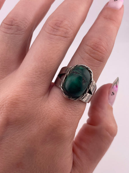 size 9.5 sterling silver malachite ring