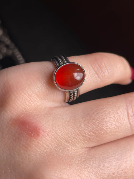 size 5.5 sterling silver carnelian ring