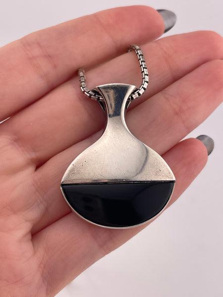 sterling silver Neils Erik From Denmark modernist onyx necklace