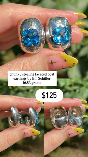 RESERVED PRIVATE LISTING -- sterling silver faceted topaz post earrings A15