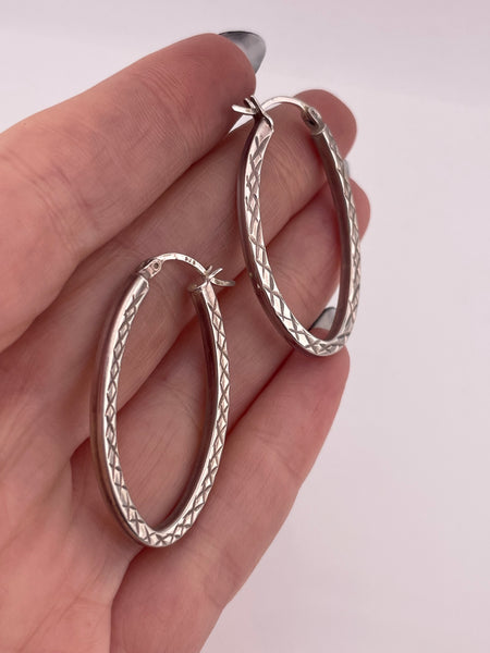 sterling silver oval hoop earrings