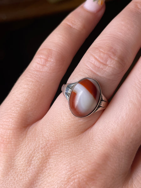 size 7 sterling silver agate ring