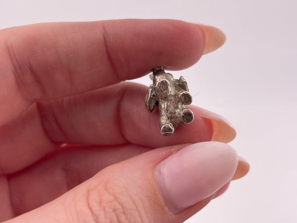 sterling silver 3D elephant trunk up pendant