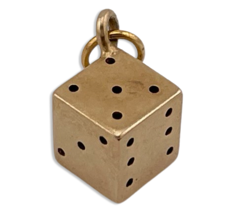 18k yellow gold dice pendant