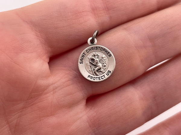 sterling silver small "St. Christopher Protect Us" pendant