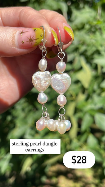 RESERVED PRIVATE LISTING -- sterling silver pearl dangle earrings B2