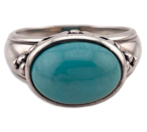 size 10 sterling silver stabilized turquoise ring