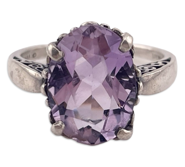 size 9 sterling silver Kabana faceted amethyst ring