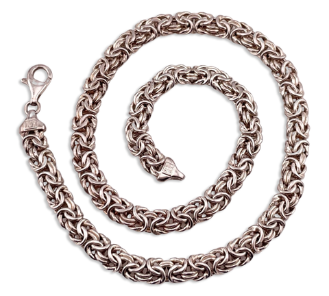 sterling silver 19" byzantine chain necklace