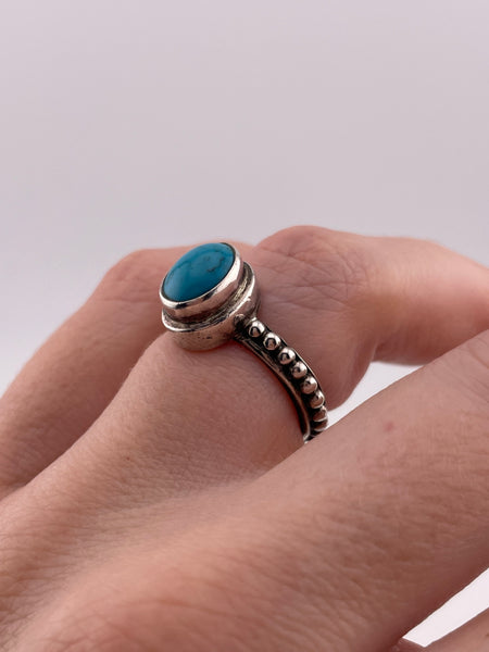 size 6.25 sterling silver stabilized turquoise ball design band ring