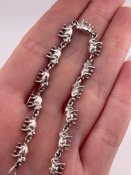 sterling silver 7-3/4" elephant link bracelet