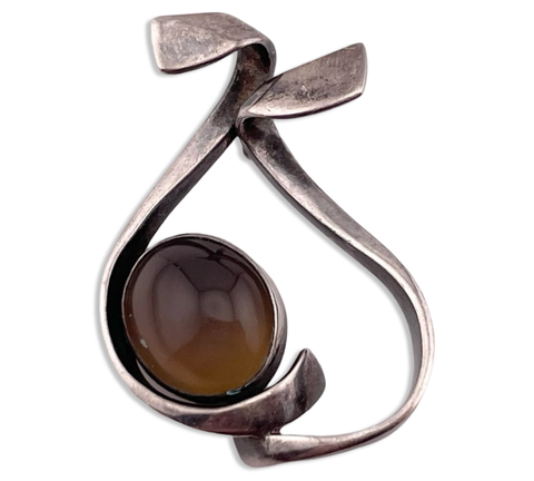 sterling silver artisan agate freeform pendant