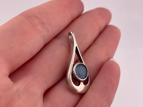 sterling silver opal triplet pendant