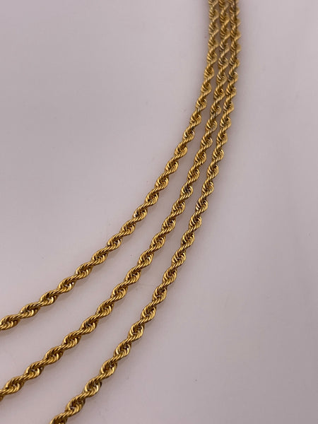 sterling silver 18" triple layered gold plated rope chain necklace