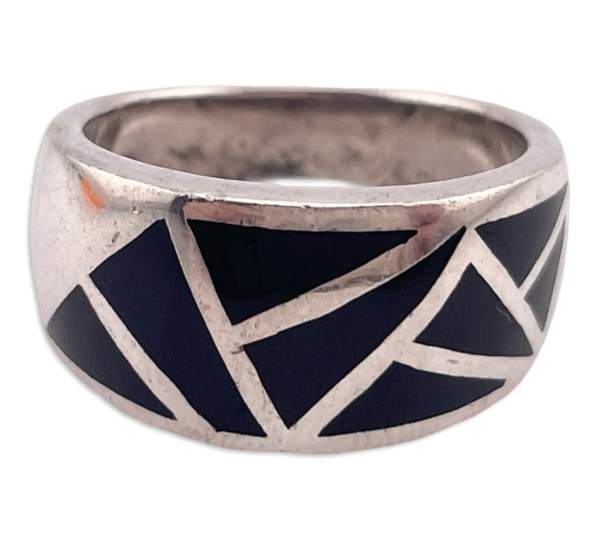 size 6.75 sterling silver black resin ring