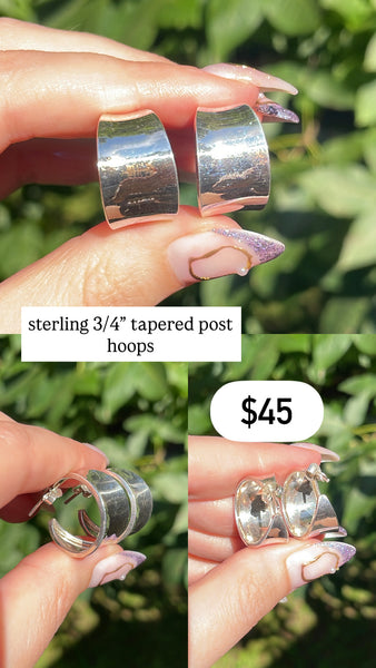 RESERVED PRIVATE LISTING -- sterling silver tapered hoops A7