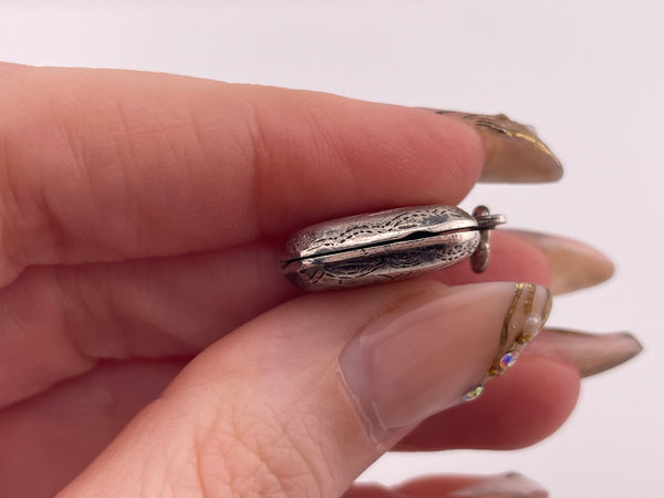 sterling silver etched rectangle locket pendant