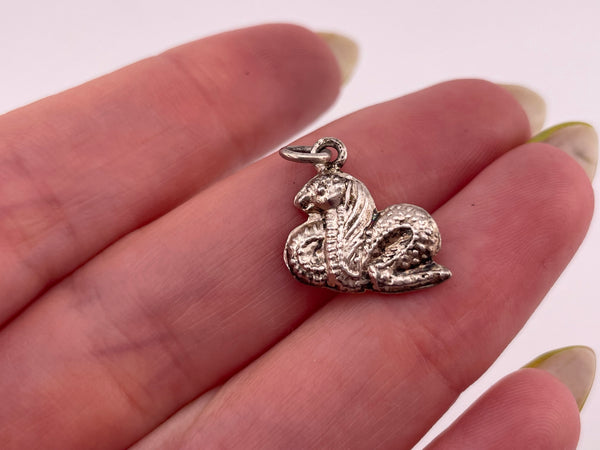 sterling silver puffy snake pendant