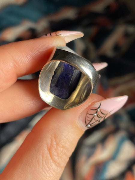 size 7 sterling silver faceted purple stone ring