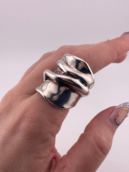 size 7.25 sterling silver electro-form wide chunky ring
