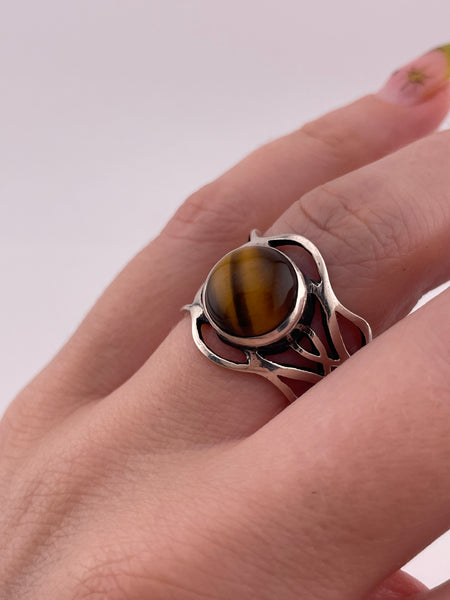 size 6.75 sterling silver tigers eye ring