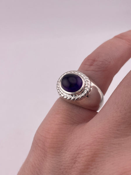 size 5.25 sterling silver amethyst rope border ring