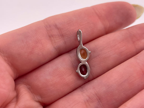 sterling silver faceted citrine garnet pendant