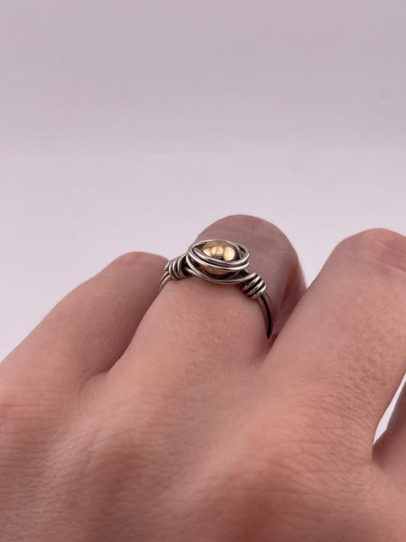size 6 sterling silver gold plated wire wrapped ring